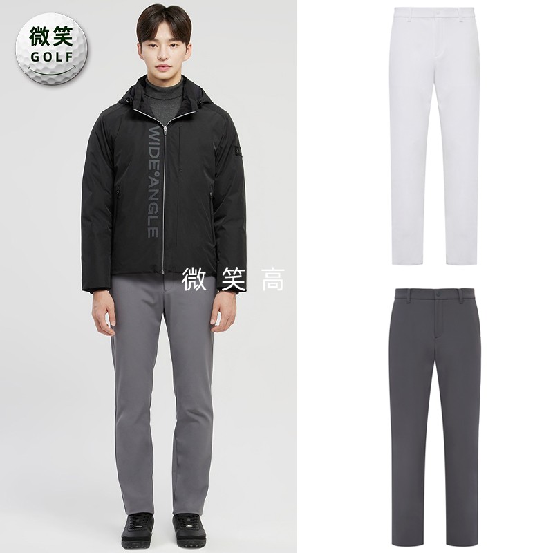 高尔夫男弹力基础修身起绒长裤