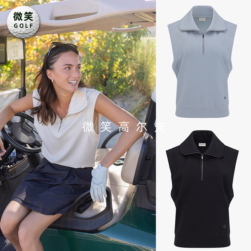 2025春韩国代购FairLiar半拉链宽松高尔夫服装女百搭马甲背心GOLF
