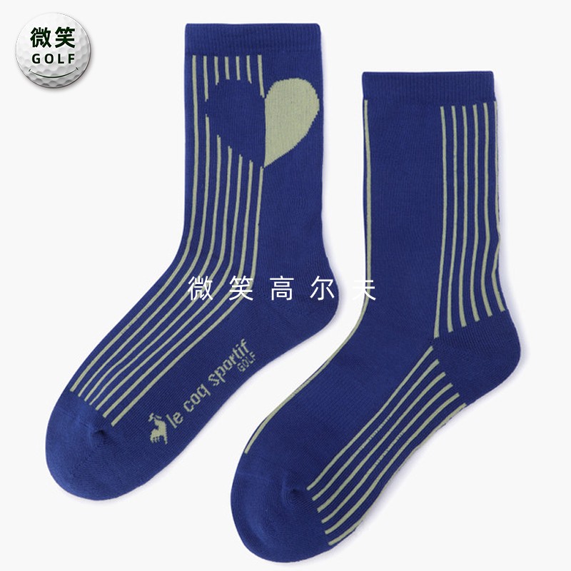 高尔夫球袜条纹弹力中筒运动袜女