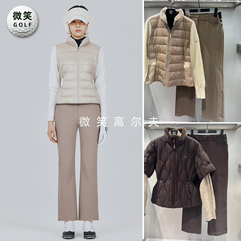 高尔夫女弹力拉绒保暖微喇长裤