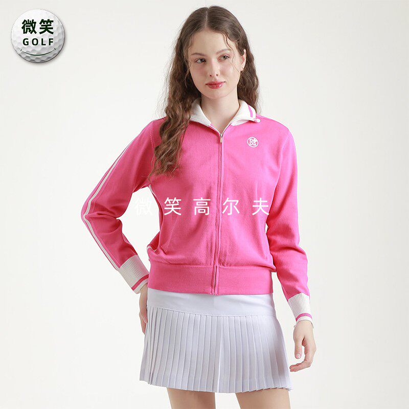 特价2025春季新款韩国代购经典拉链高尔夫球服女士针织开衫GOLF