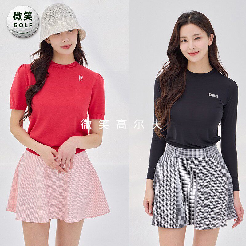 特价2025春款韩国代购百搭格子高尔夫球服女士喇叭半身裙短裙GOLF