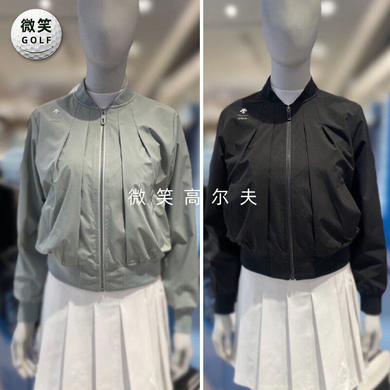 高尔夫女棒球领褶皱运动夹克外套