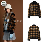 2025冬韩国代购 WAAC格子复古风高尔夫球服女士加厚保暖外套机车服