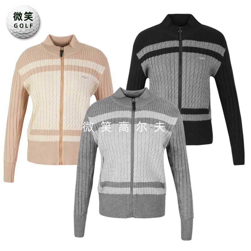 特价2025冬季新款韩国代购经典款式高尔夫球服女士拉链针织开衫