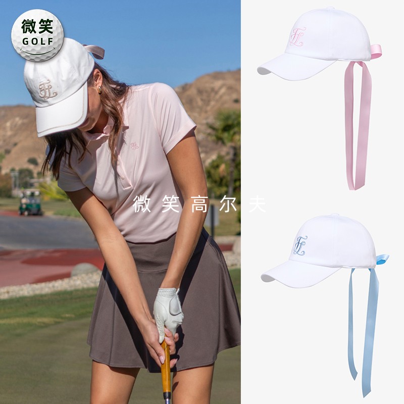 2025夏韩国代购FairLiar甜美蝴蝶结高尔夫球帽女士防晒有顶帽GOLF