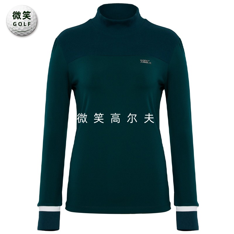 2025冬新品韩国代购WANGLE高尔夫女高领舒适修身配色运动长袖T恤
