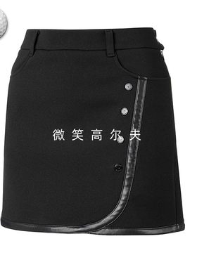 特价2025秋季新款韩国代购ELLE拼接PU高尔夫球服女士包臀半身短裙