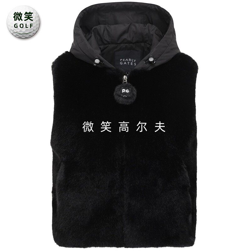 高尔夫女士连帽毛绒运动羽绒马甲