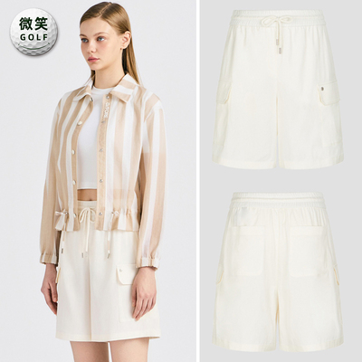 高尔夫女松紧腰透气缎面运动短裤