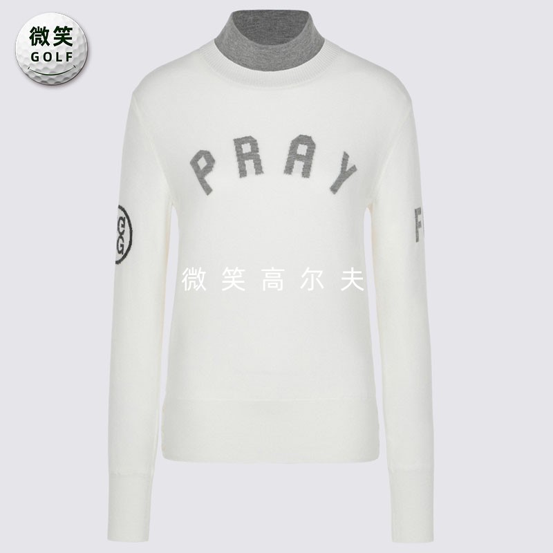 高尔夫女高领防风羊毛混纺毛衣