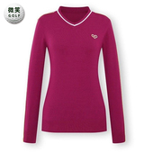 2025秋季 针织衫 新款 V领配色高尔夫球服女士长袖 GOLF 韩国代购 特价