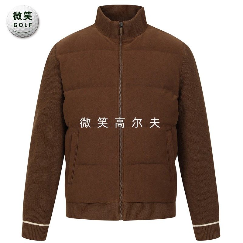 高尔夫男灯芯绒针织袖运动羽绒服