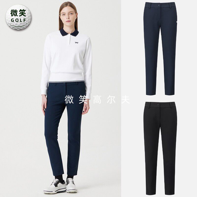 2025秋冬新品韩国代购PXG高尔夫女士弹力修身保暖运动直筒长裤子
