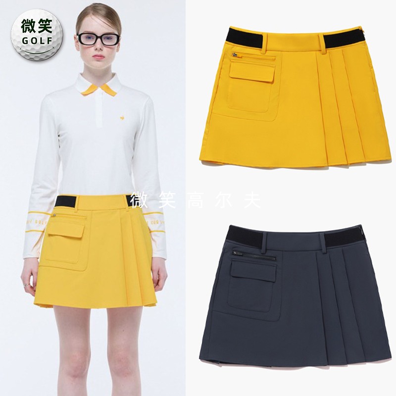 高尔夫女松紧腰工装百褶运动短裙