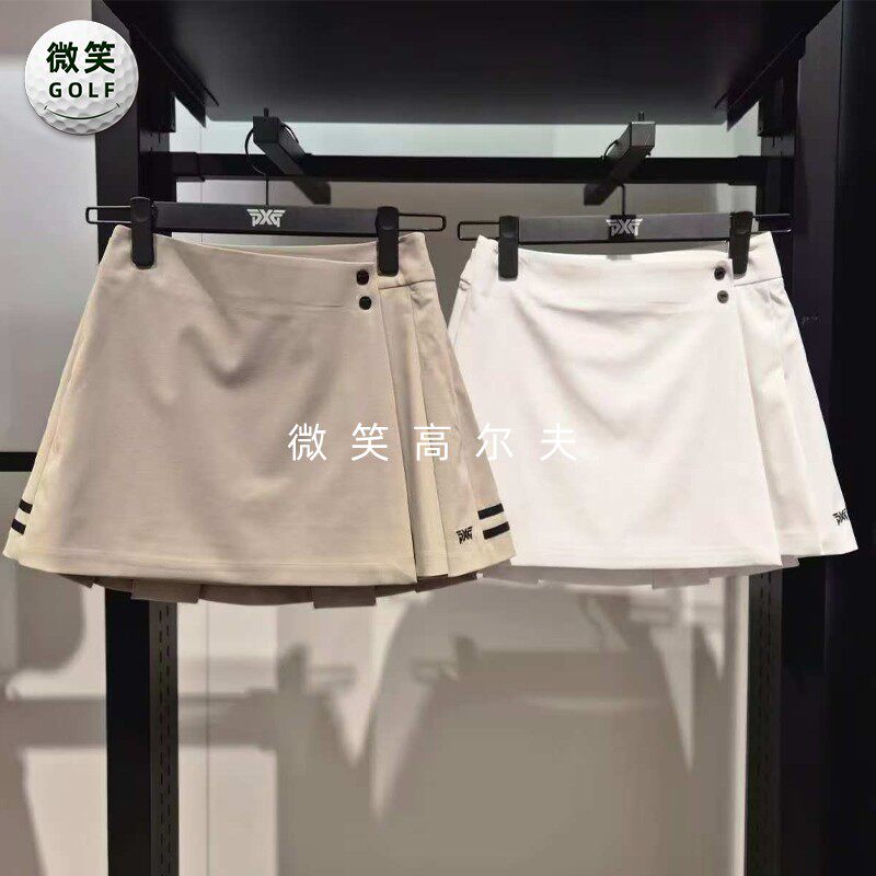 高尔夫女士条纹百褶裹身运动短裙