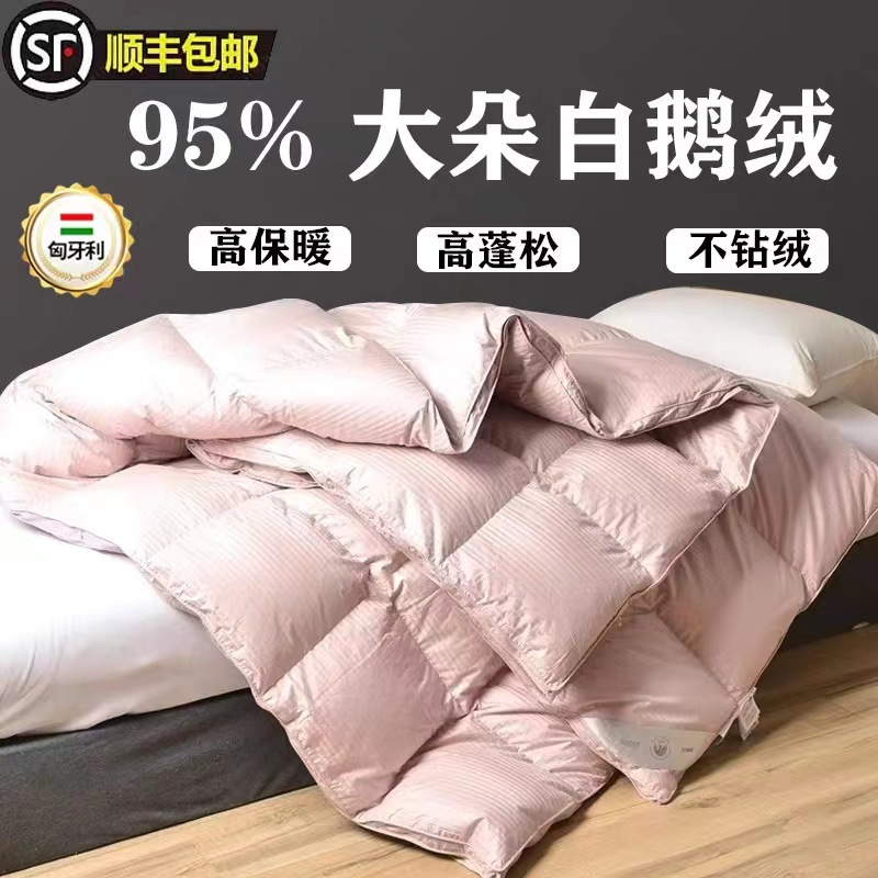 日本进口高端全棉95白鹅绒羽绒被