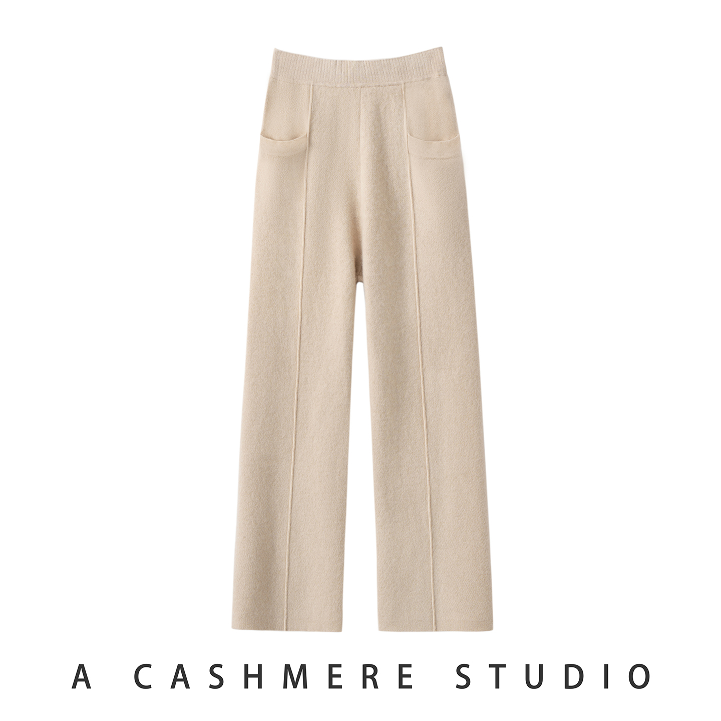 巨好穿！秋冬高端山羊绒收腰四平阔腿裤软糯舒适针织休闲带兜长裤