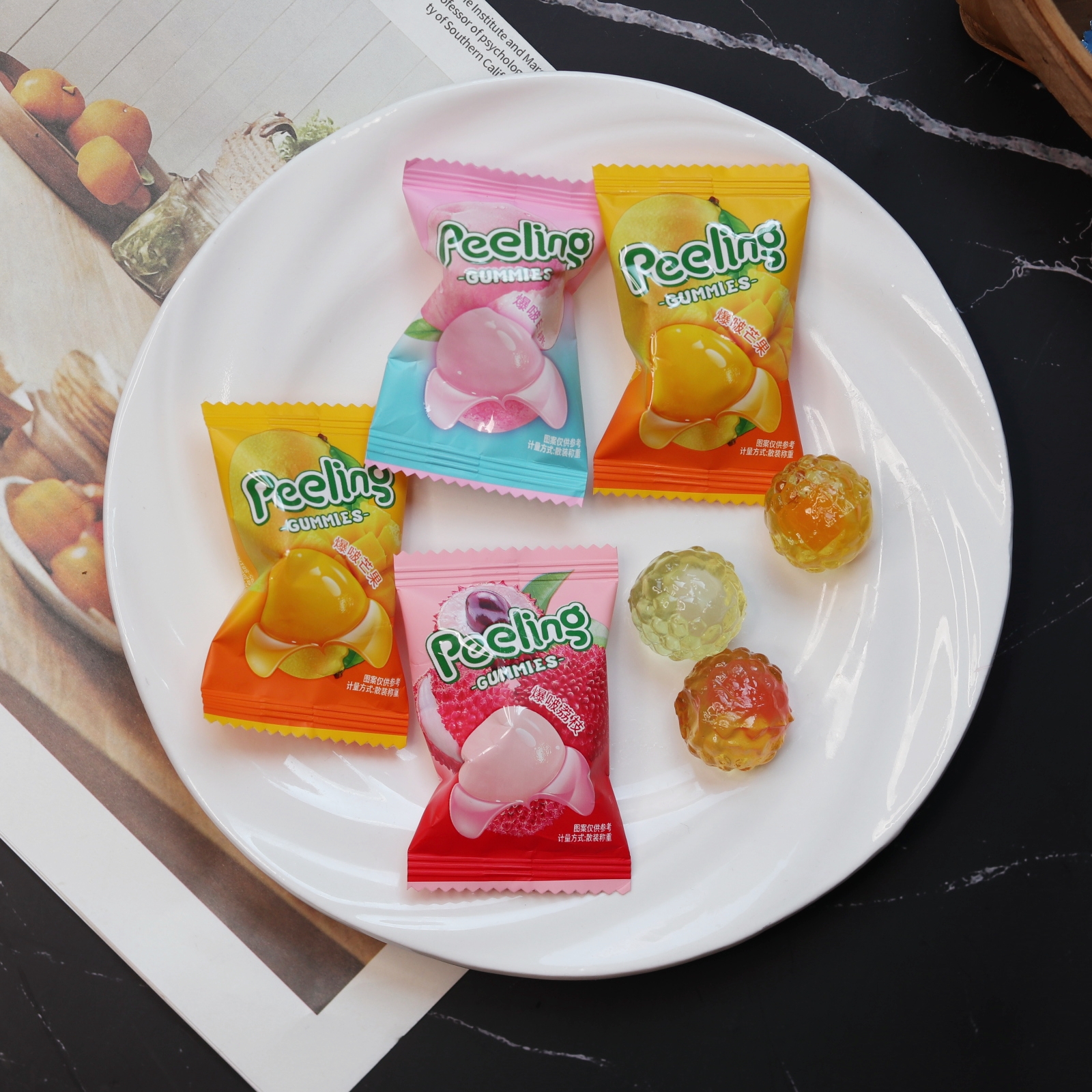 小牛顿爆啵软糖荔枝白桃芒果夹心橡皮糖结婚喜糖满月周岁回礼零食