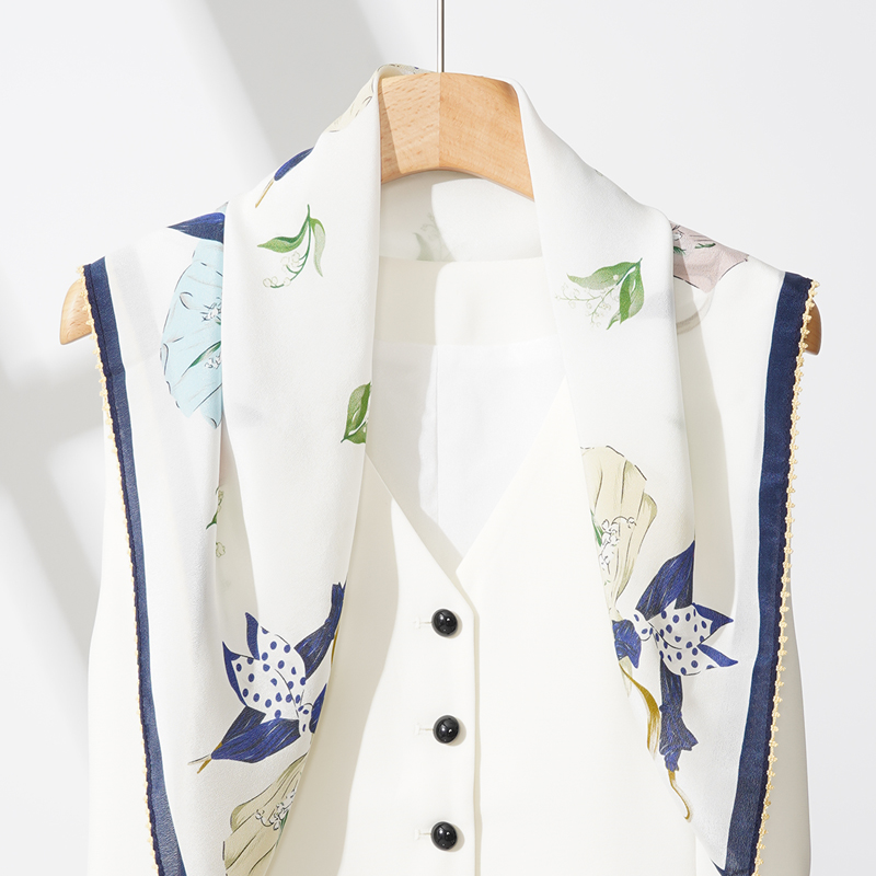 【浪漫圆舞曲】真丝双绉丝巾夏季丝巾桑蚕丝65中方巾时尚披肩