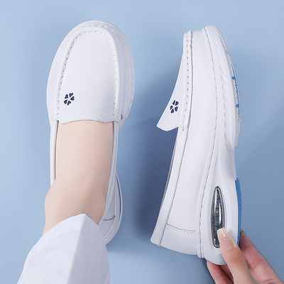 新款夏季护士鞋镂空真皮医护专用鞋厚底防滑耐磨透气33-42大码鞋