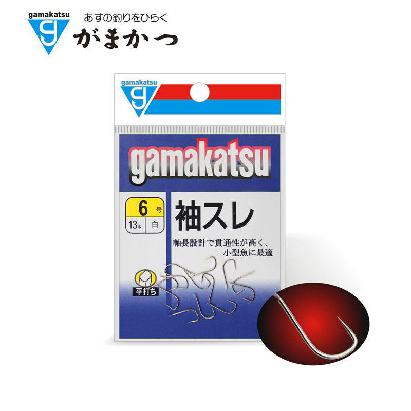日本伽玛卡兹gamakatsu袖钩白色长柄无倒刺鱼钩鲫鱼春冬季