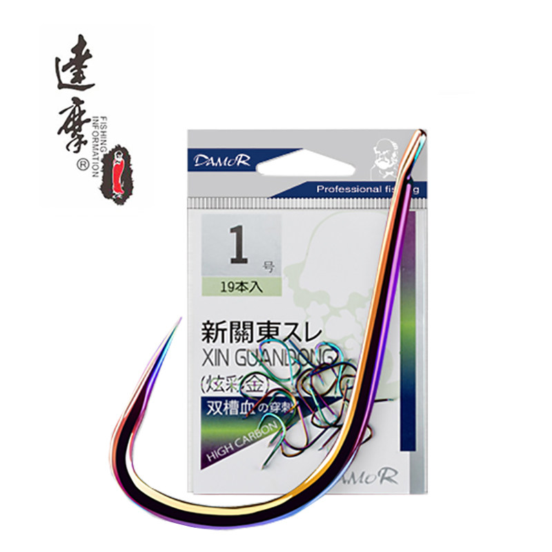 达摩钓钩炫彩金新关东无刺血槽钩尖锋利易刺鱼迅速带线槽鱼钩