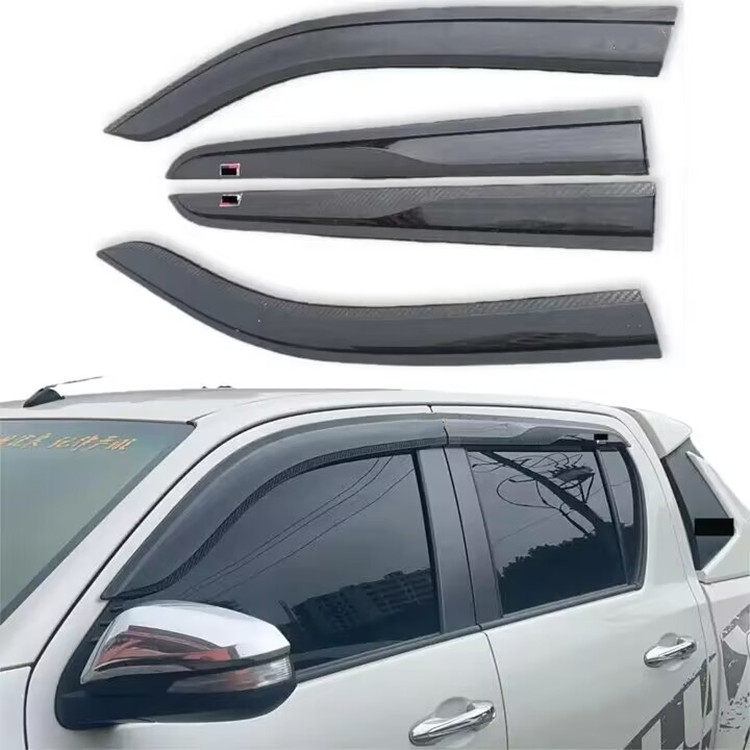 适用15-23年海拉克斯REVO皮卡改装GR标透明晴雨挡车窗遮雨挡雨眉