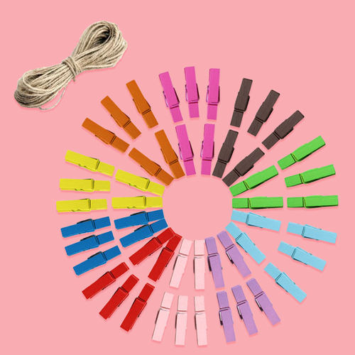 多功能木质小夹子DIY照片墙彩色网格夹子居家日用晾衣小夹子装饰