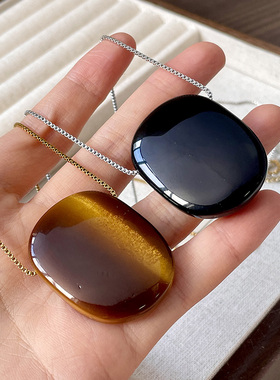 虎眼石黑曜石长款项链