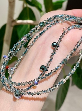 轻奢小众设计天然石水晶串珠项链高级感水滴形多层叠戴颈链锁骨链