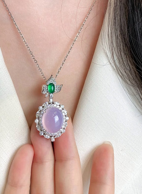 紫色水晶微镶锆石项链