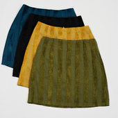 富耀姿25早秋棉麻A字短裙防走光花苞裙OL孔蓝黄绿黑白粉蓝黄咖啡