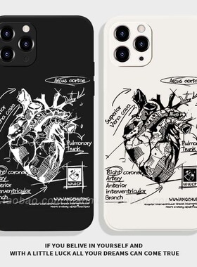 创意心脏素描示例图适用小米14vivoS18艺术华为P50苹果15promax医学OPPOReno11红米K70荣耀90一加9漫漫手机壳