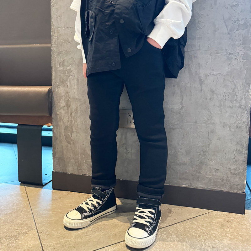 男童牛仔修身小脚裤子小黑裤瘦版紧身2026春秋季韩版宝宝儿童长裤