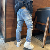 宝宝小中大儿童长裤 男童牛仔裤 潮 简约2025春装 新款 子小脚修身 瘦版