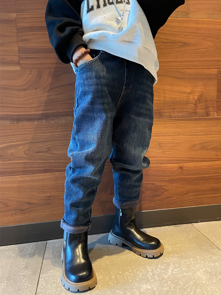 男童加绒牛仔裤子百搭款