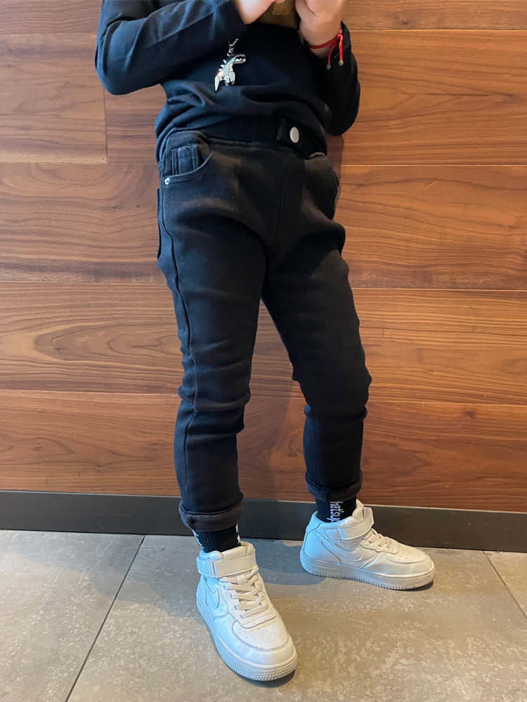 男女童一体绒牛仔裤子修身小脚铅笔黑裤2025冬季加绒百搭儿童长裤,童装/婴儿装/亲子装,裤子,淘宝优惠券,粉丝福利购,淘宝优惠卷