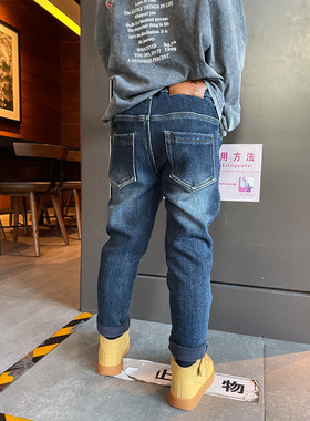 儿童牛仔小脚修身裤子童装2025春秋季新款潮流宝宝小中大男童长裤