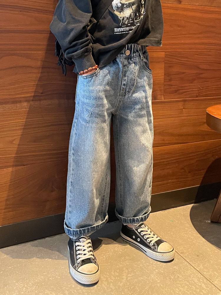 男童直筒牛仔裤子街舞2025春季新款宝宝小中大简约阔腿儿童长裤潮,童装/婴儿装/亲子装,裤子,淘宝优惠券,粉丝福利购,淘宝优惠卷