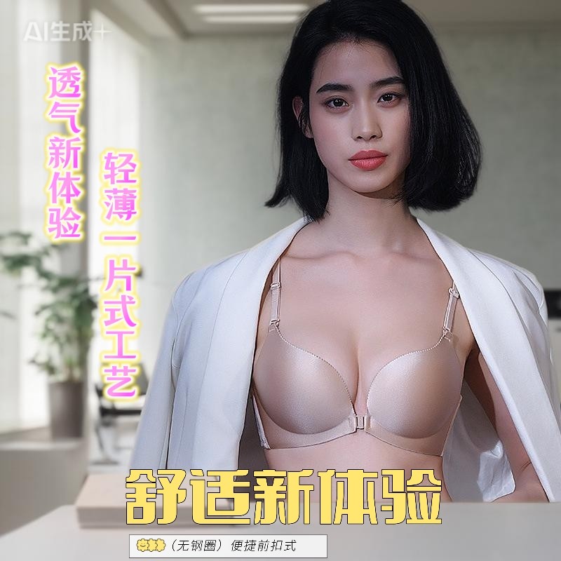 2025新体验舒适珀依兰前扣文胸小胸聚拢无痕内衣 舒适无钢圈胸罩