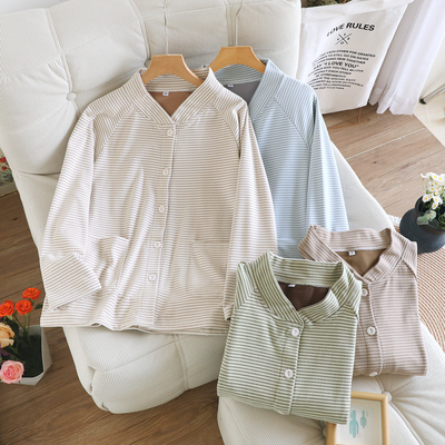 德绒睡衣女单上衣弹力保暖家居服