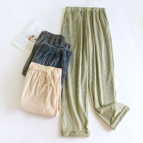 海岛绒睡裤男女薄绒不加厚暖暖裤