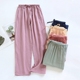 家居裤 棉纱睡裤 夏天宽松大码 全棉纯色薄款 女春秋双层纯棉纱布长裤