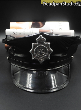 欧美PU八角帽 角色扮演警察帽主播帽cos制服诱惑舞会派对演出道具