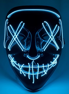 万圣节LED冷光面具剧本杀狼人杀网红派对蹦迪潮玩抖音V字发光全脸