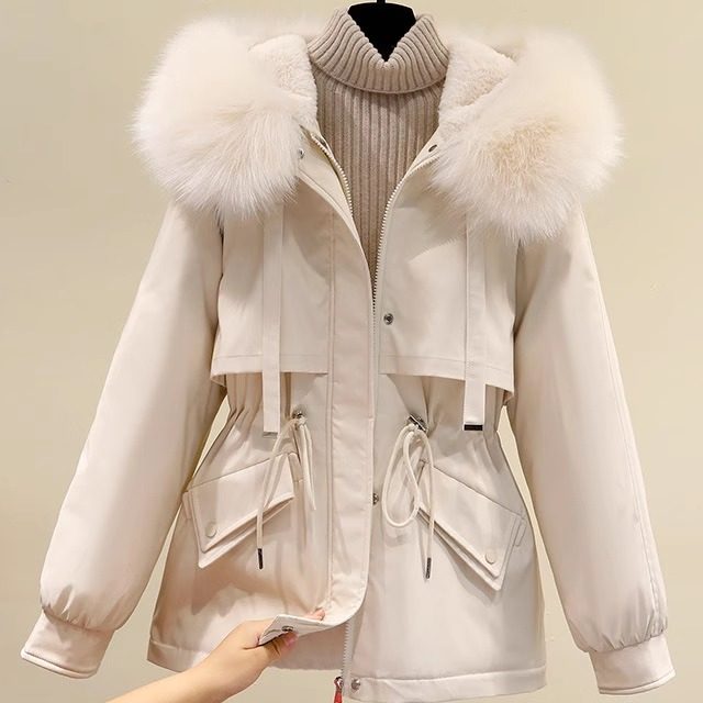 冬季2025年新款大码女装胖妹妹韩版显瘦毛领羽绒棉服派克服外套潮