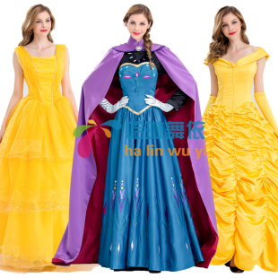 冰雪奇缘连衣裙艾莎公主加冕裙安娜礼服成人皇后长裙子披风裙子