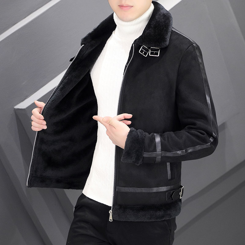 2025新款鹿皮绒翻领皮衣夹克