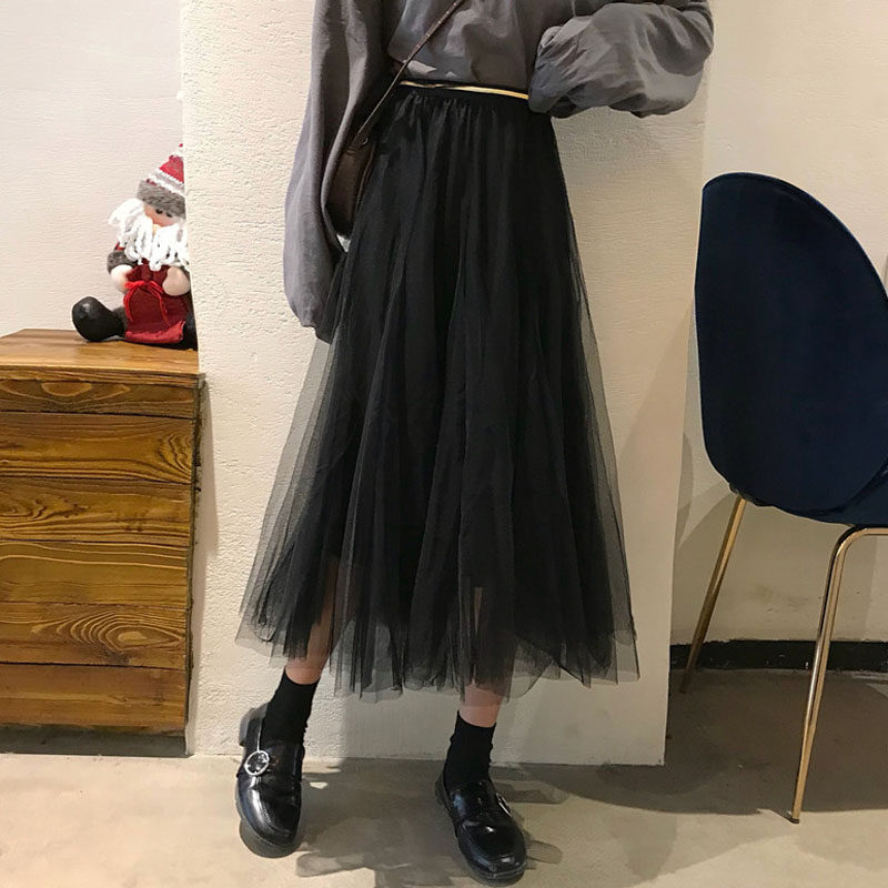 黑色氣質A字裙2020新款高腰超仙網紗裙韓版過膝女百褶半身長裙潮在類目 女裝/女士精品, 半身裙中 - 來自Buy2taobao.com提供專業的淘寶代購服務